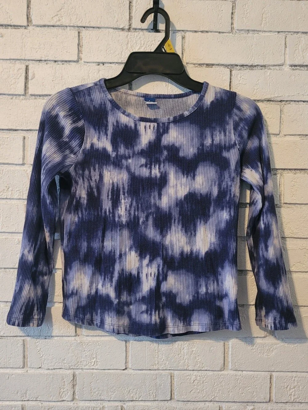 Old Navy Girls Tie Dye Ribbed Long Sleeve Shirt Size L (10-12) Blue White